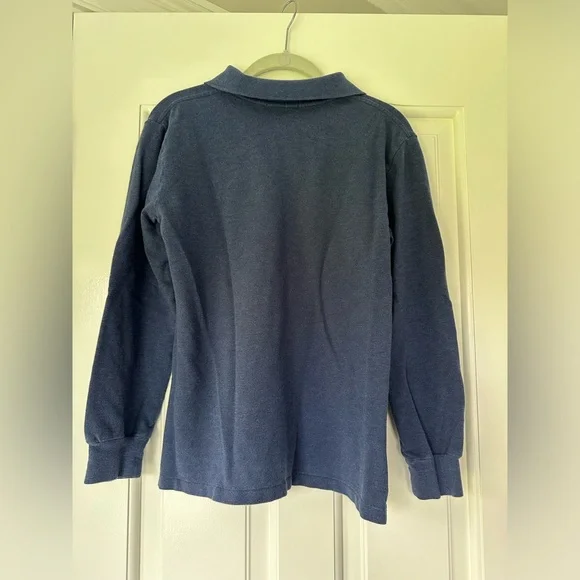 Boys Dark Blue Long-Sleeved Polo Shirt - Picture 6 of 6